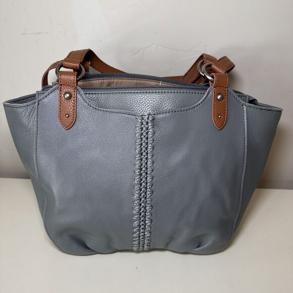 NWT The Sak Bolinas Leather Satchel in Dusty Blue $239 MSRP Everyday Tote - Picture 5 of 9